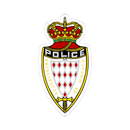 Monaco Police Department Insignia (Monaco) (Coat of Arms) STICKER Vinyl Kiss-Cut Decal 4 Inch White - The Sticker Space