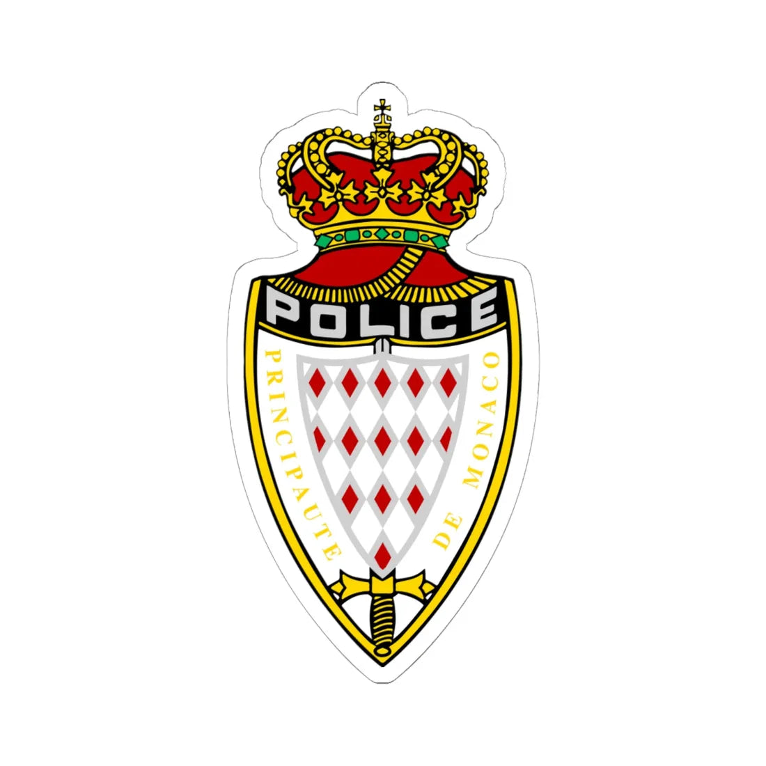 Monaco Police Department Insignia (Monaco) (Coat of Arms) STICKER Vinyl Kiss-Cut Decal 6 Inch White - The Sticker Space