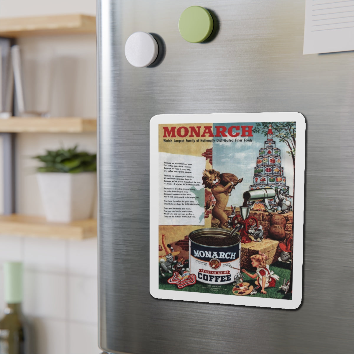 Monarch Coffee ad, Collier's, April 23, 1949 (Magazine Illustration) Refrigerator Magnet