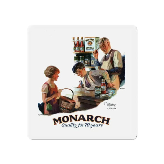 Monarch Coffee ad, Ladies' Home Journal, September 1927 (Magazine Illustration) Refrigerator Magnet 6 Inch - The Sticker Space