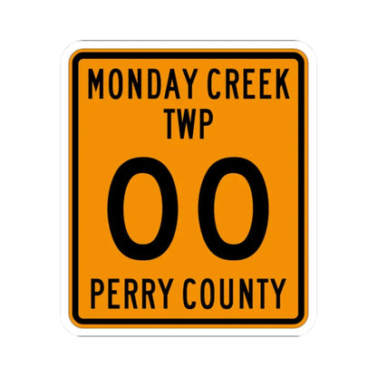 Monday Creek Township Perry County Ohio route shield template (Ohio) (Road Sign) STICKER Vinyl Kiss-Cut Decal 2 Inch White - The Sticker Space