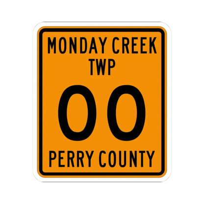 Monday Creek Township Perry County Ohio route shield template (Ohio) (Road Sign) STICKER Vinyl Kiss-Cut Decal 3 Inch White - The Sticker Space
