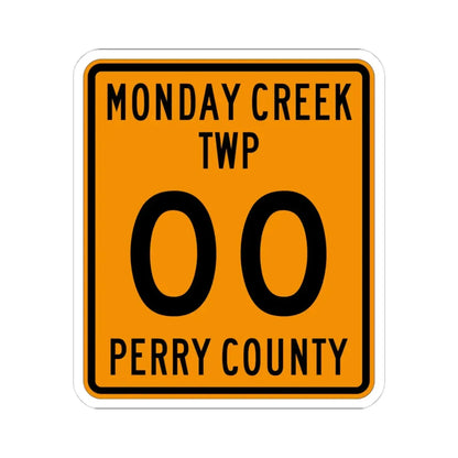 Monday Creek Township Perry County Ohio route shield template (Ohio) (Road Sign) STICKER Vinyl Kiss-Cut Decal 4 Inch White - The Sticker Space