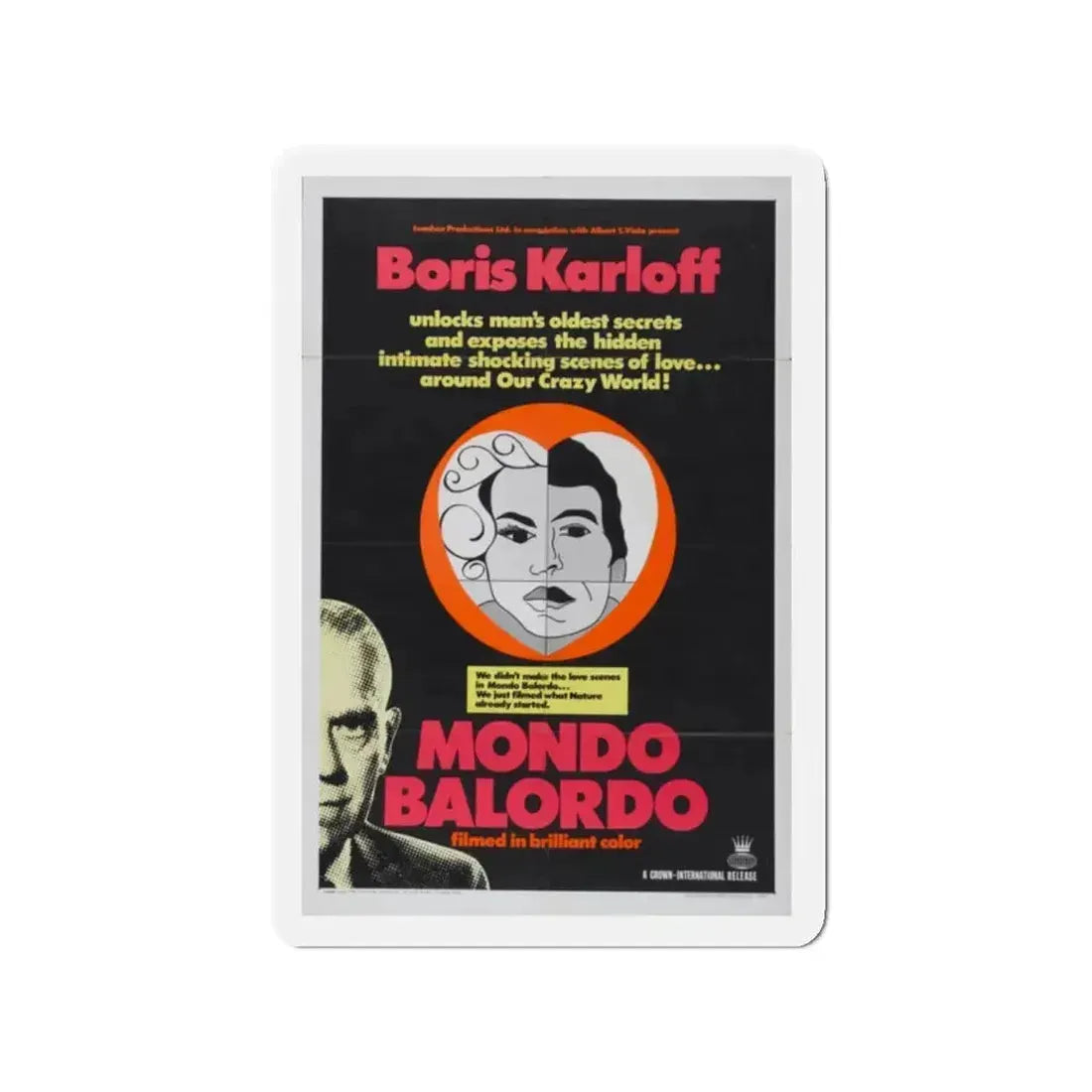 MONDO BALORDO 1964 Movie Poster - Refrigerator Magnet 2 Inch Die-Cut - The Sticker Space