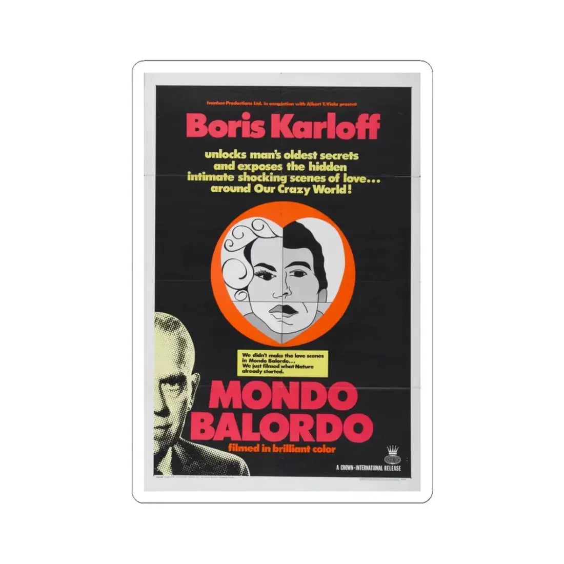 MONDO BALORDO 1964 Movie Poster - STICKER Vinyl Kiss-Cut Decal 3 Inch White - The Sticker Space