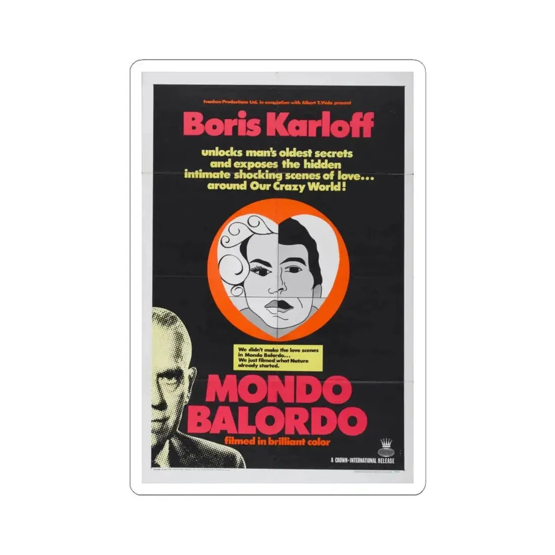 MONDO BALORDO 1964 Movie Poster - STICKER Vinyl Kiss-Cut Decal 4 Inch White - The Sticker Space