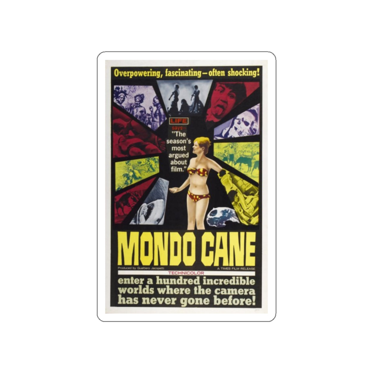 MONDO CANE 1962 Movie Poster STICKER Vinyl Die-Cut Decal-2 Inch-The Sticker Space