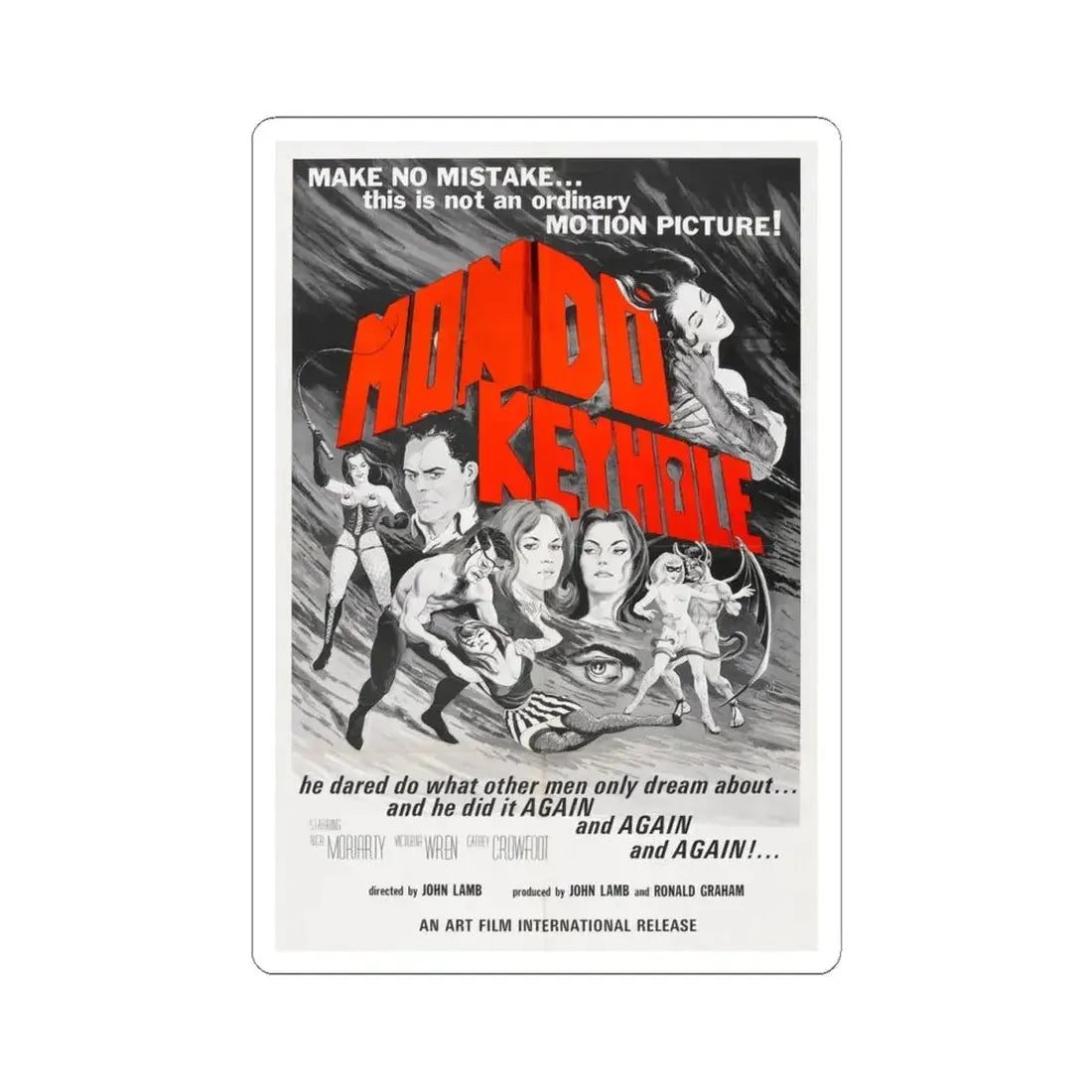 MONDO KEYHOLE 1966 Movie Poster - STICKER Vinyl Kiss-Cut Decal 4 Inch White - The Sticker Space