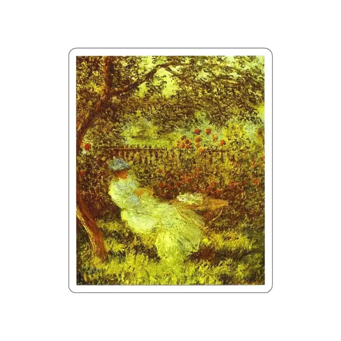 MONET, Claude - Alice Hoschede in the Garden (Artwork) STICKER Vinyl Die-Cut Decal White Die-Cut 4 Inch - The Sticker Space