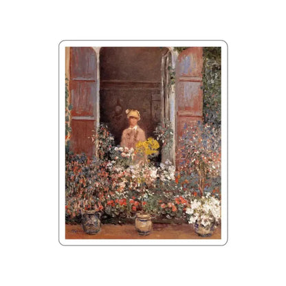 MONET, Claude - Camille Monet at the Window (Artwork) STICKER Vinyl Die-Cut Decal White Die-Cut 2 Inch - The Sticker Space