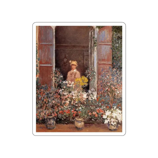 MONET, Claude - Camille Monet at the Window (Artwork) STICKER Vinyl Die-Cut Decal White Die-Cut 2 Inch - The Sticker Space