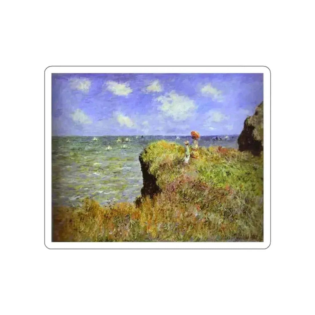 MONET, Claude - Clifftop Walk at Pourville (Artwork) STICKER Vinyl Die-Cut Decal White Die-Cut 5 Inch - The Sticker Space