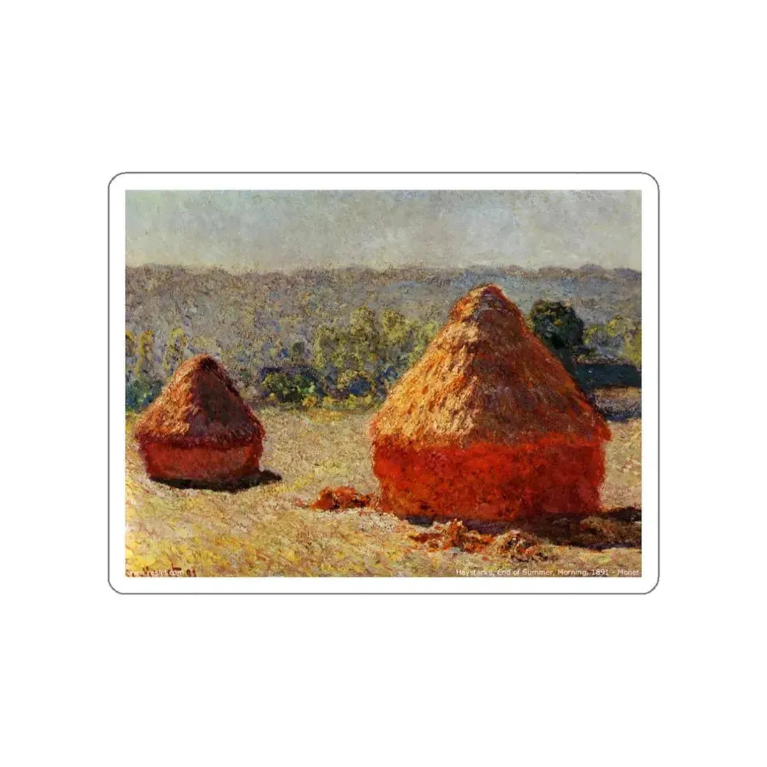 MONET, Claude - Haystack. End of the Summer. Morning (Artwork) STICKER Vinyl Die-Cut Decal White Die-Cut 3 Inch - The Sticker Space
