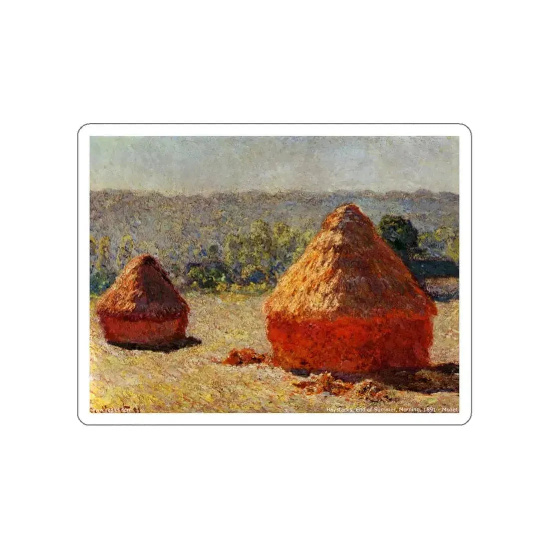 MONET, Claude - Haystack. End of the Summer. Morning (Artwork) STICKER Vinyl Die-Cut Decal White Die-Cut 6 Inch - The Sticker Space