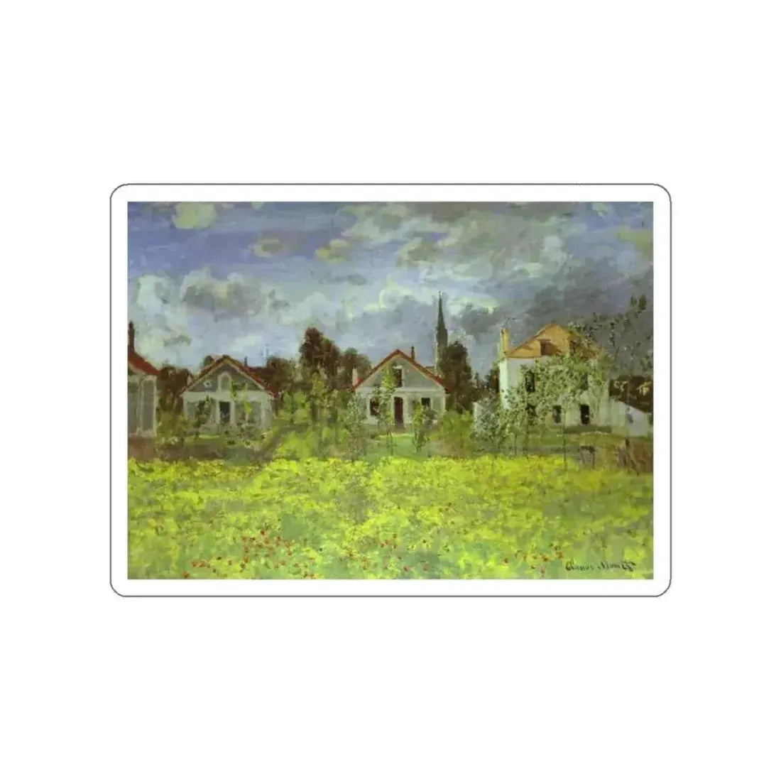 MONET, Claude - Houses at Argenteuil (Artwork) STICKER Vinyl Die-Cut Decal White Die-Cut 4 Inch - The Sticker Space