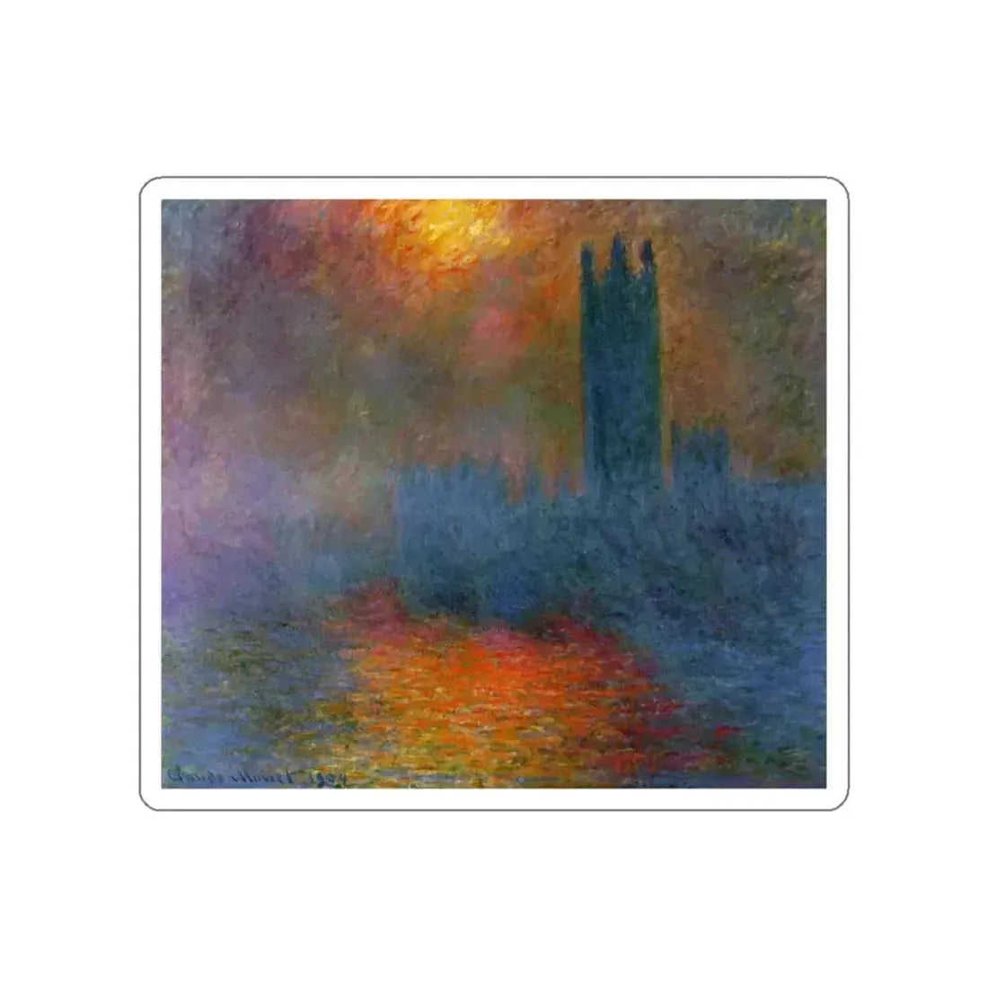 MONET, Claude - Houses of Parliament (Artwork) STICKER Vinyl Die-Cut Decal White Die-Cut 2 Inch - The Sticker Space