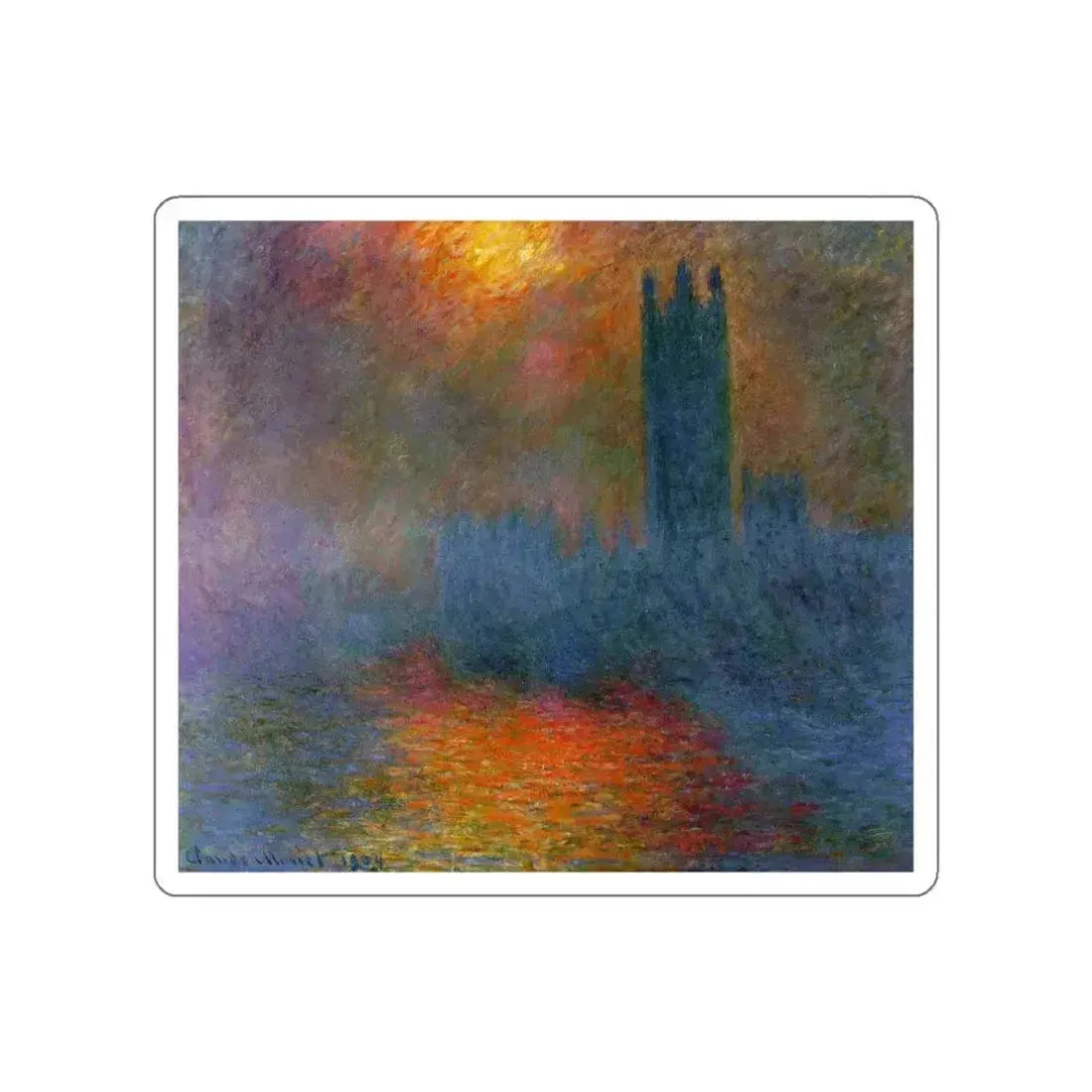 MONET, Claude - Houses of Parliament (Artwork) STICKER Vinyl Die-Cut Decal White Die-Cut 3 Inch - The Sticker Space