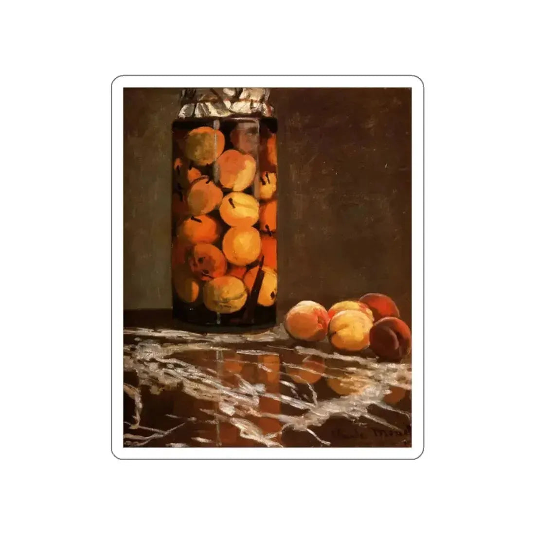 MONET, Claude - Jar of Peaches (Artwork) STICKER Vinyl Die-Cut Decal White Die-Cut 2 Inch - The Sticker Space