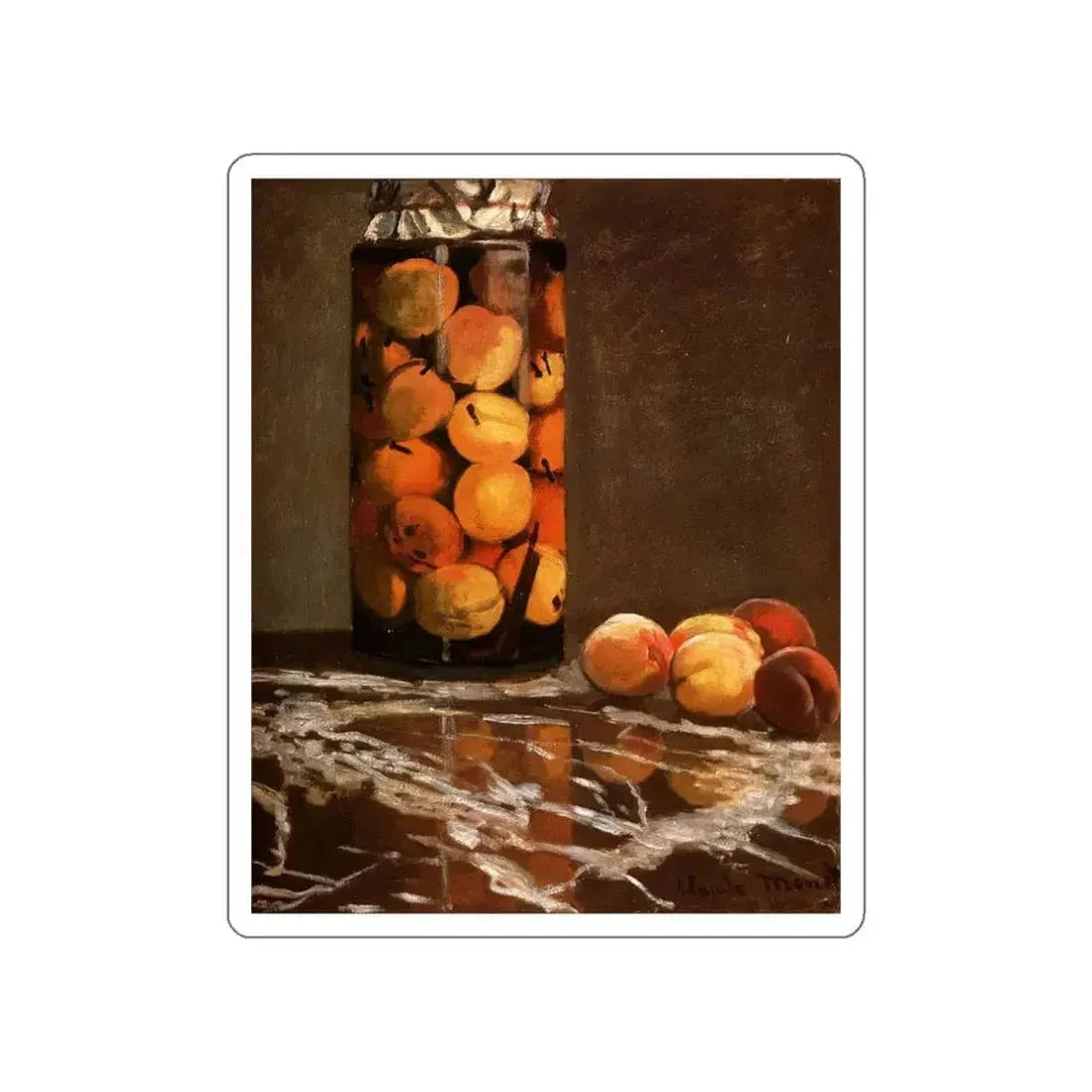 MONET, Claude - Jar of Peaches (Artwork) STICKER Vinyl Die-Cut Decal White Die-Cut 3 Inch - The Sticker Space