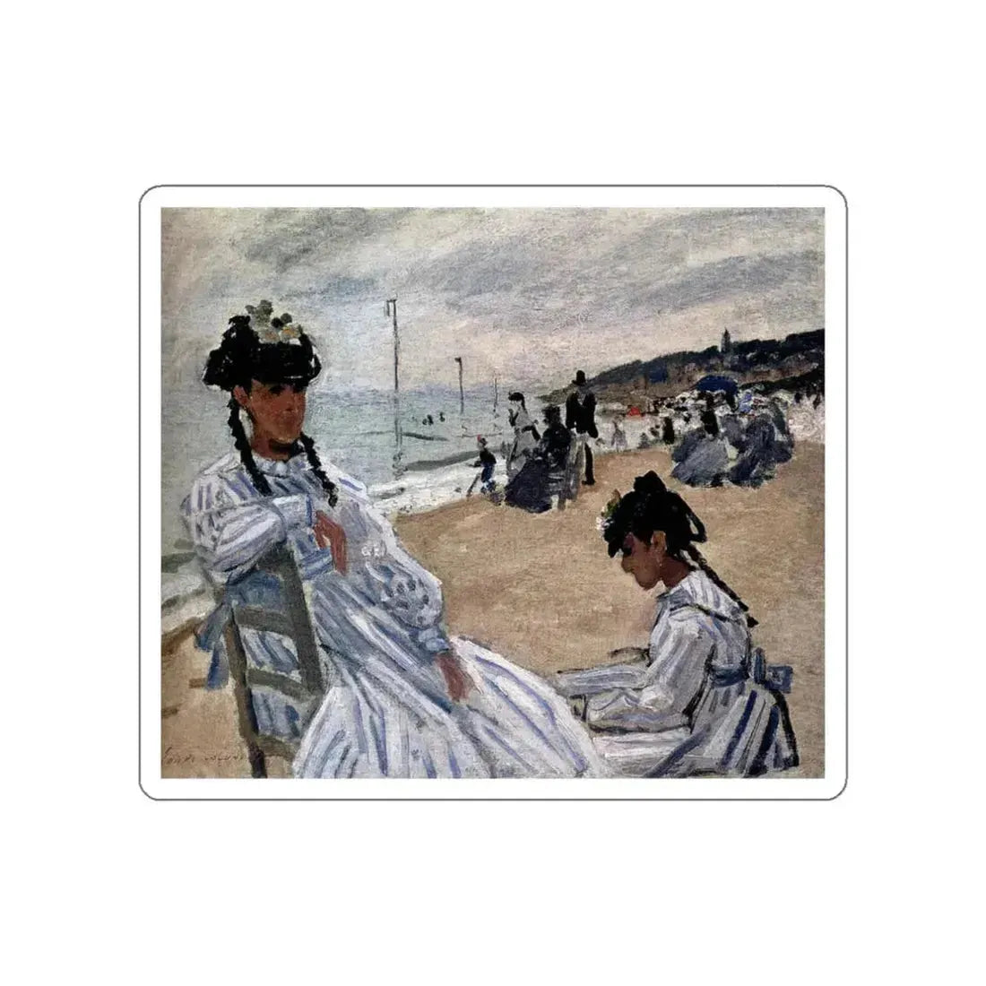 MONET, Claude - On the Beach at Trouville (Artwork) STICKER Vinyl Die-Cut Decal White Die-Cut 3 Inch - The Sticker Space