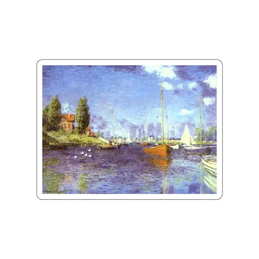 MONET, Claude - Red Boats. Argenteuil (Artwork) STICKER Vinyl Die-Cut Decal White Die-Cut 6 Inch - The Sticker Space
