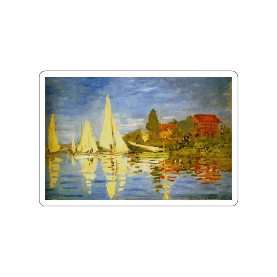 MONET, Claude - Regatta at Argenteuil (Artwork) STICKER Vinyl Die-Cut Decal White Die-Cut 3 Inch - The Sticker Space