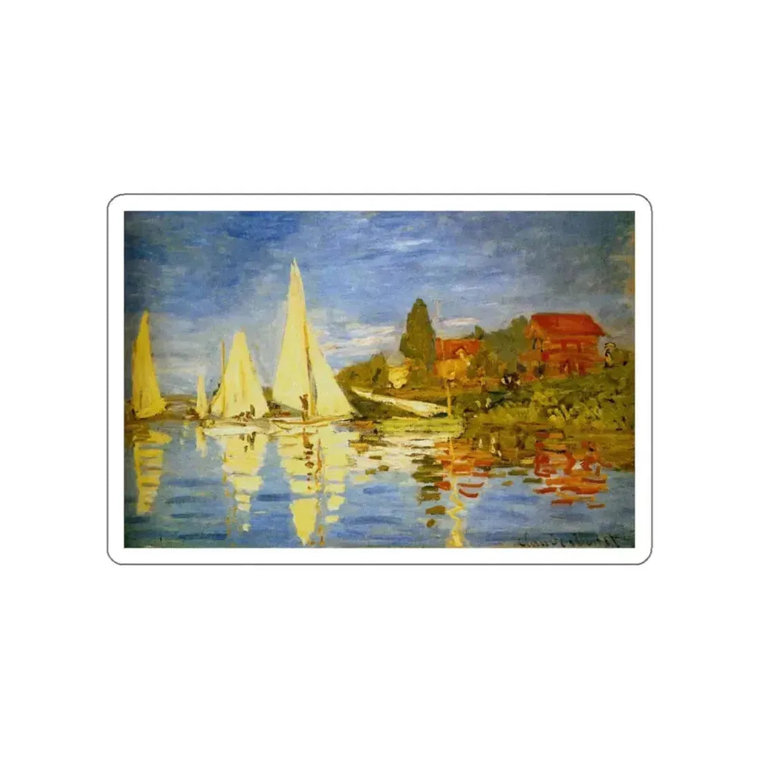 MONET, Claude - Regatta at Argenteuil (Artwork) STICKER Vinyl Die-Cut Decal White Die-Cut 5 Inch - The Sticker Space