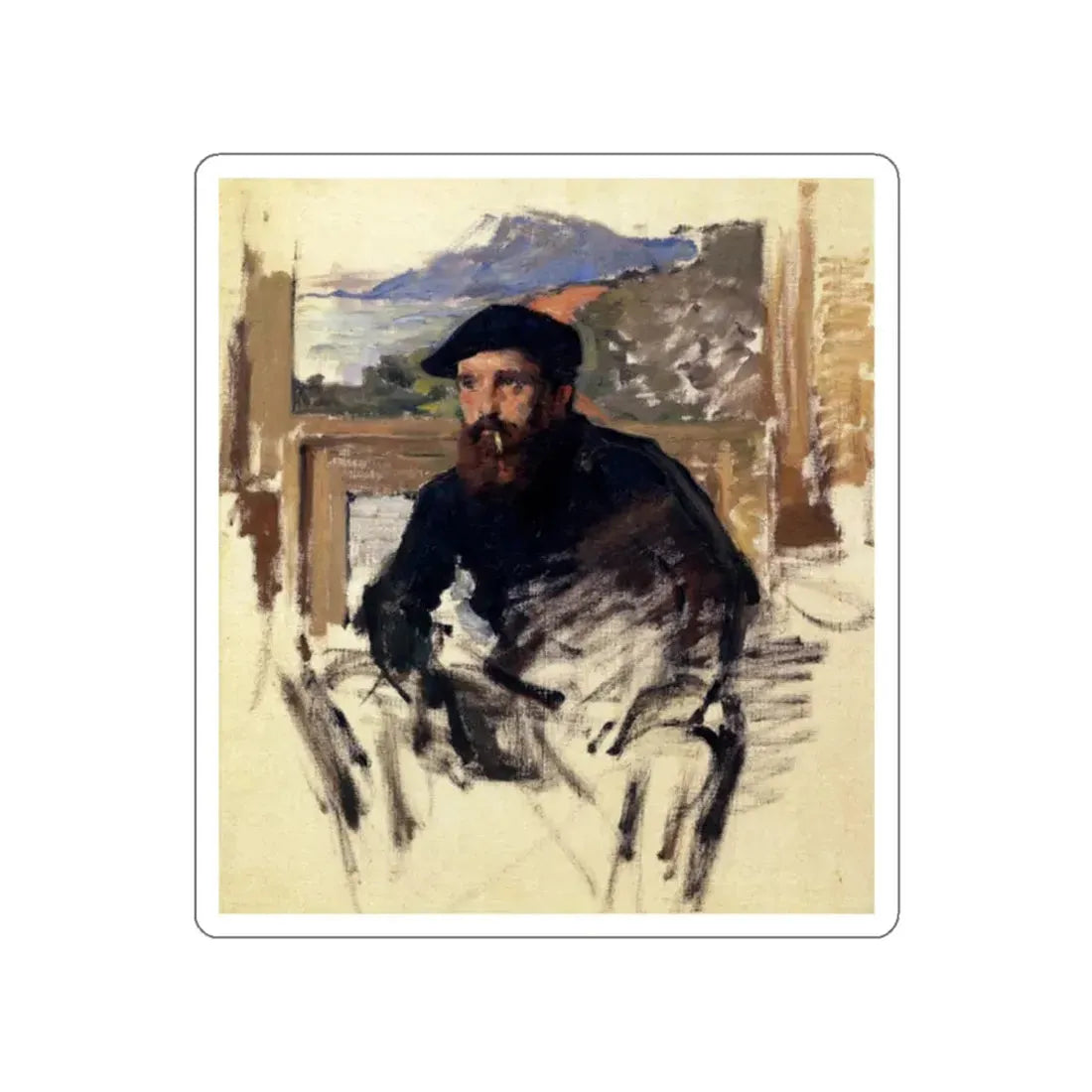 MONET, Claude - Self Portrait in His Atelier (Artwork) STICKER Vinyl Die-Cut Decal - The Sticker Space
