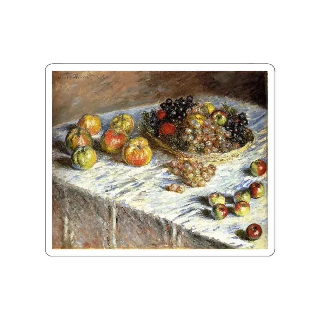 MONET, Claude - Still Life Apples and Grapes (Artwork) STICKER Vinyl Die-Cut Decal White Die-Cut 3 Inch - The Sticker Space