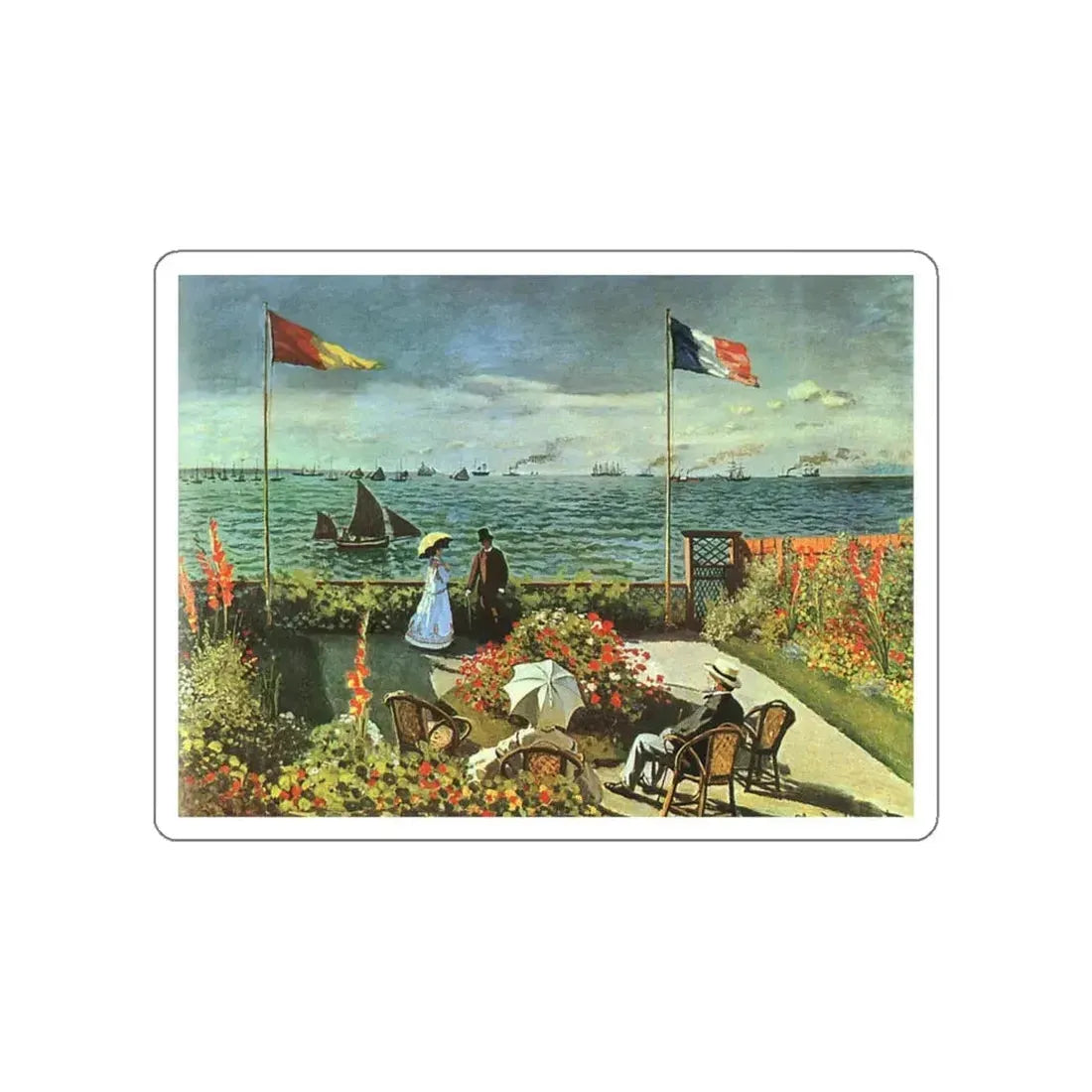 MONET, Claude - TERRACE AT ST. ADRESSE (Artwork) STICKER Vinyl Die-Cut Decal White Die-Cut 5 Inch - The Sticker Space