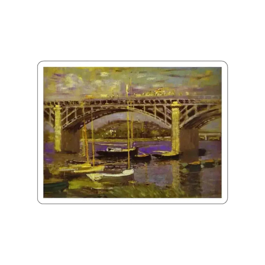MONET, Claude - The Bridge at Argenteuil (Artwork) STICKER Vinyl Die-Cut Decal White Die-Cut 3 Inch - The Sticker Space