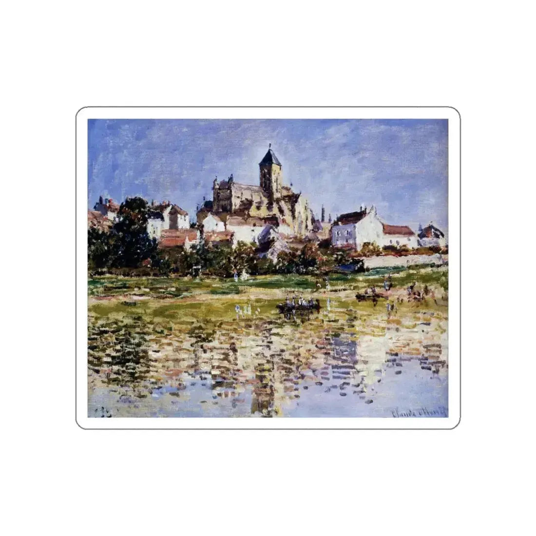 MONET, Claude - The Church at Vetheuil (Artwork) STICKER Vinyl Die-Cut Decal White Die-Cut 4 Inch - The Sticker Space
