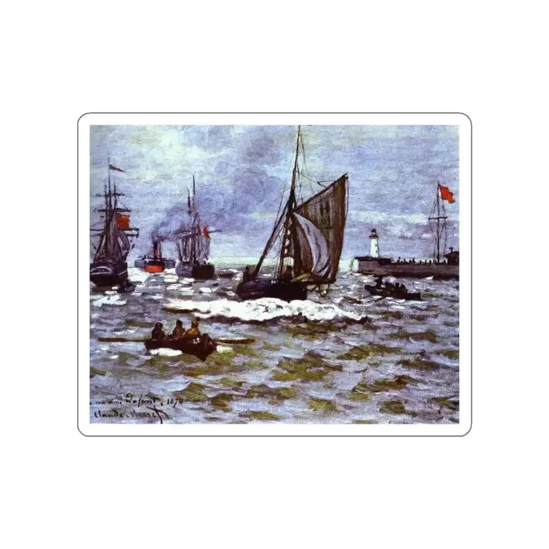 MONET, Claude - The Entrance to the Port of Honfleur (Artwork) STICKER Vinyl Die-Cut Decal White Die-Cut 4 Inch - The Sticker Space