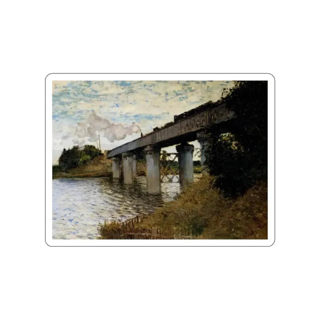 MONET, Claude - The Railway Bridge at Argenteuil (Artwork) STICKER Vinyl Die-Cut Decal White Die-Cut 3 Inch - The Sticker Space