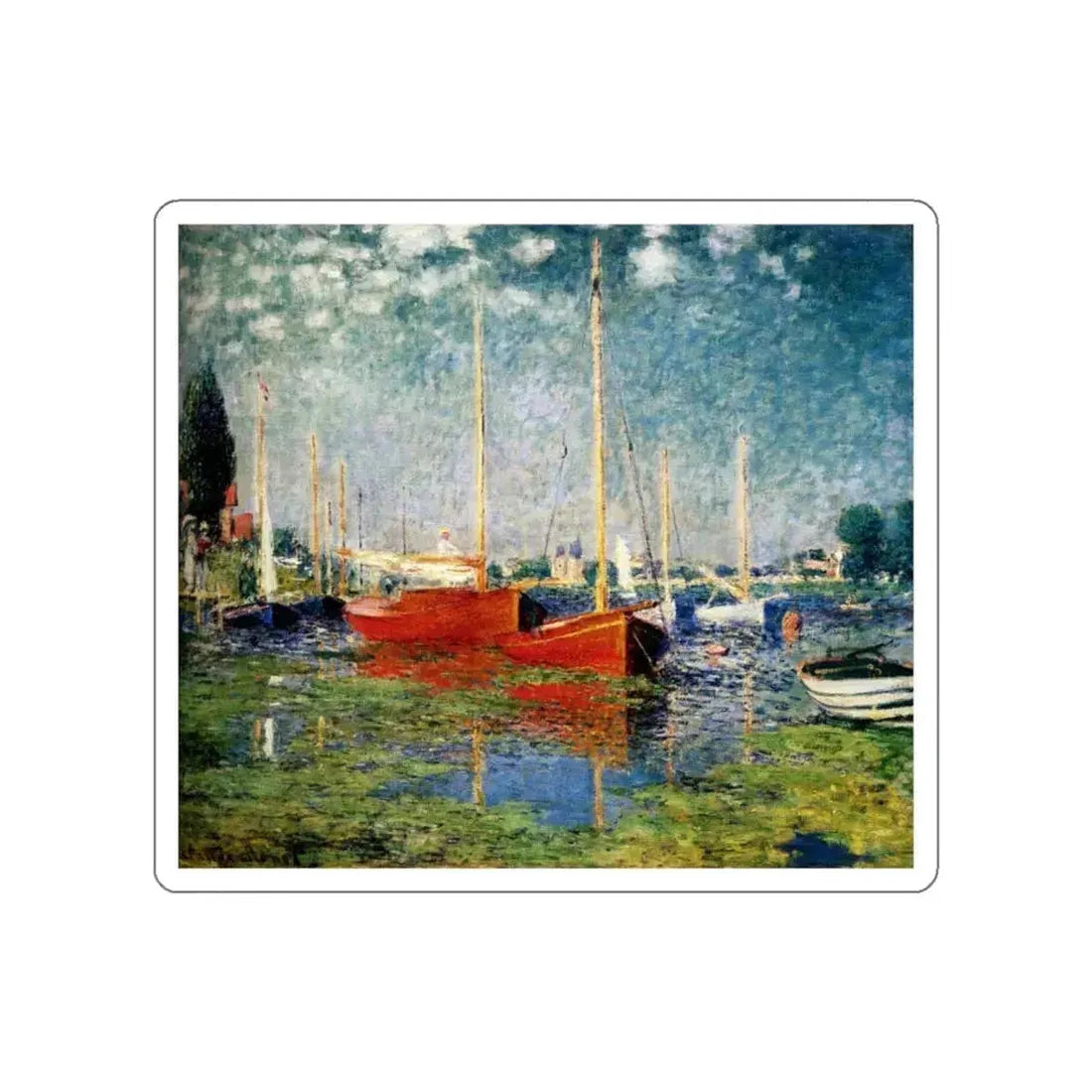 MONET, Claude - The Red Boats Argenteuil (Artwork) STICKER Vinyl Die-Cut Decal White Die-Cut 4 Inch - The Sticker Space