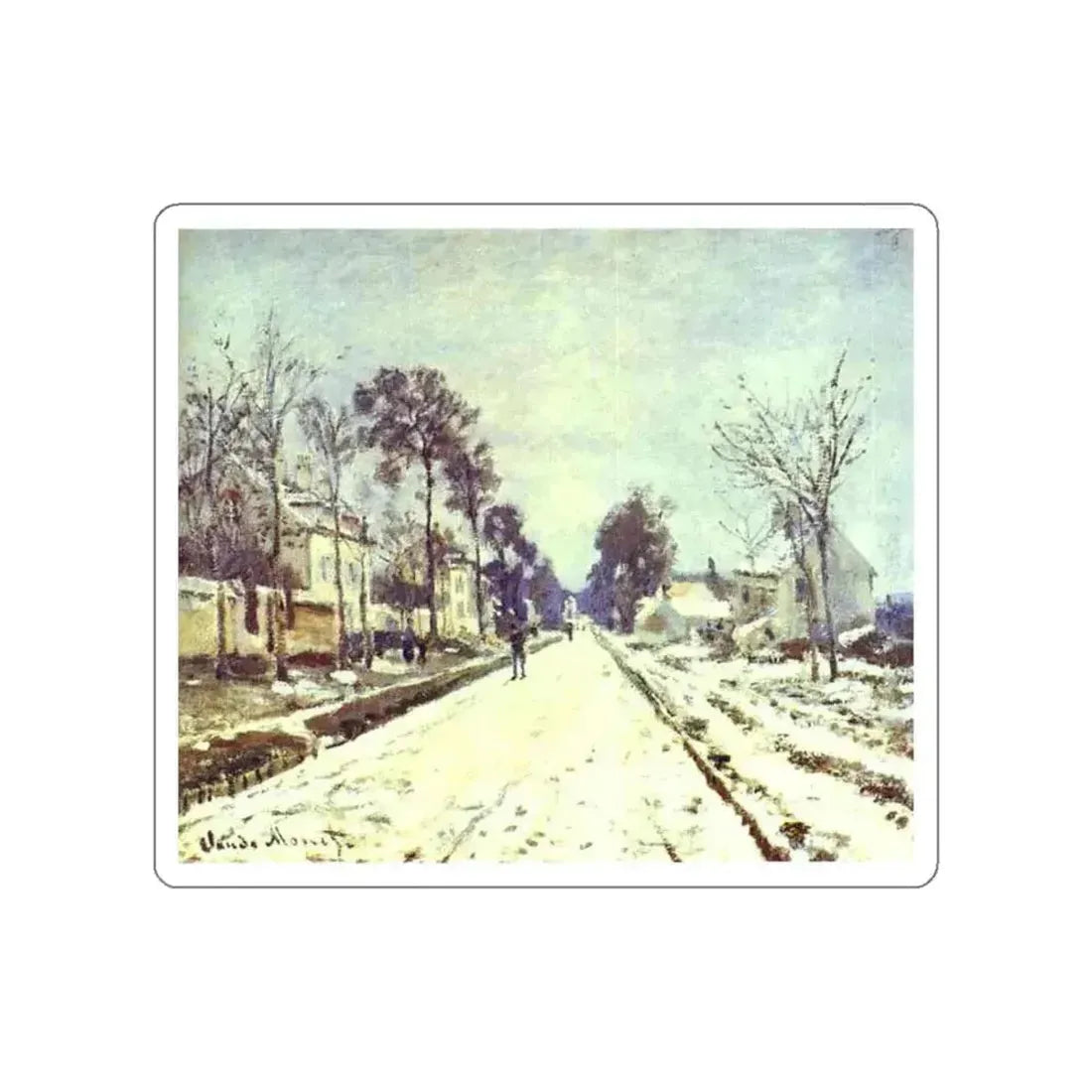 MONET, Claude - The Road to Louveciennes, the Effect of Snow (Artwork) STICKER Vinyl Die-Cut Decal White Die-Cut 5 Inch - The Sticker Space