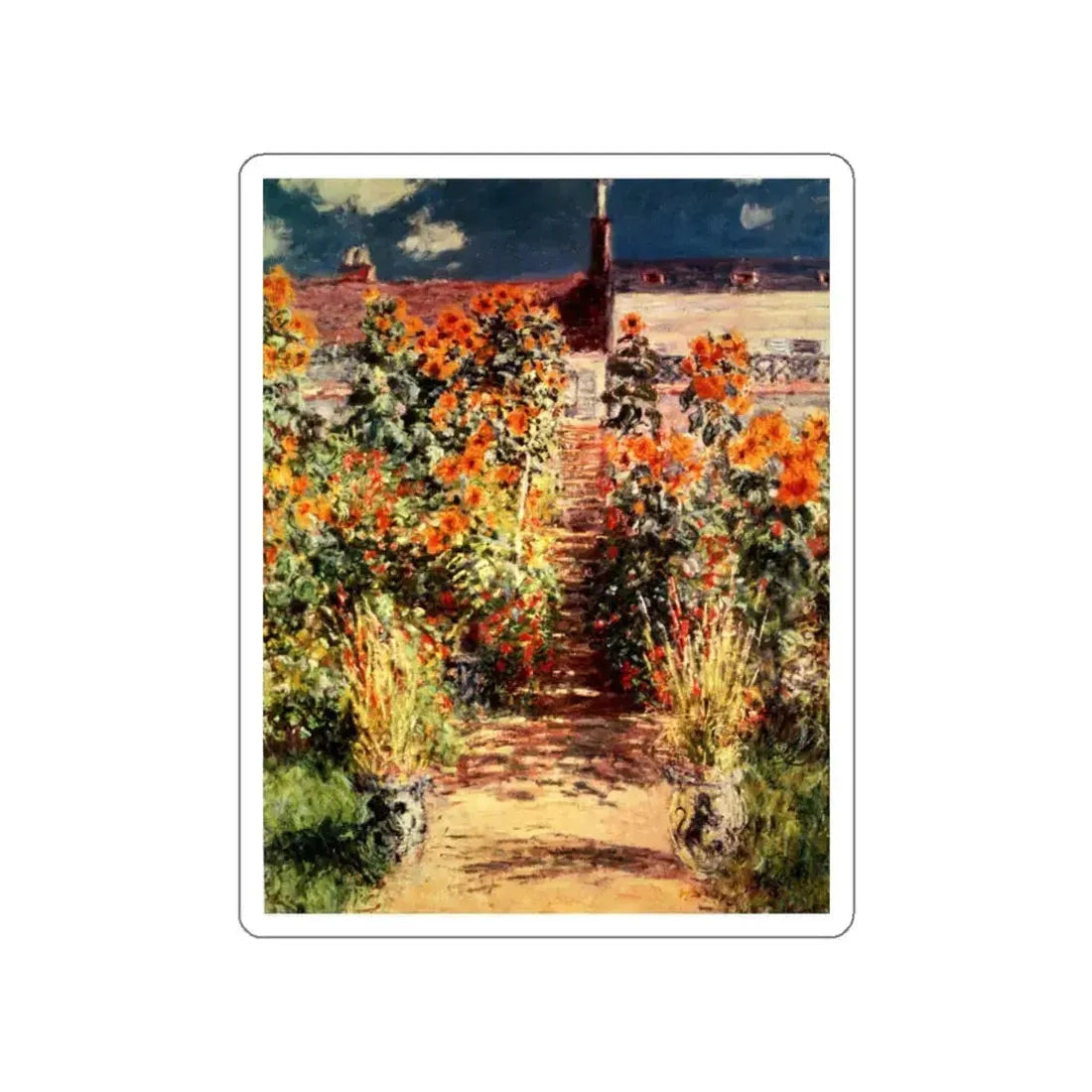 MONET, Claude - The Steps At Vetheuil (Artwork) STICKER Vinyl Die-Cut Decal White Die-Cut 3 Inch - The Sticker Space