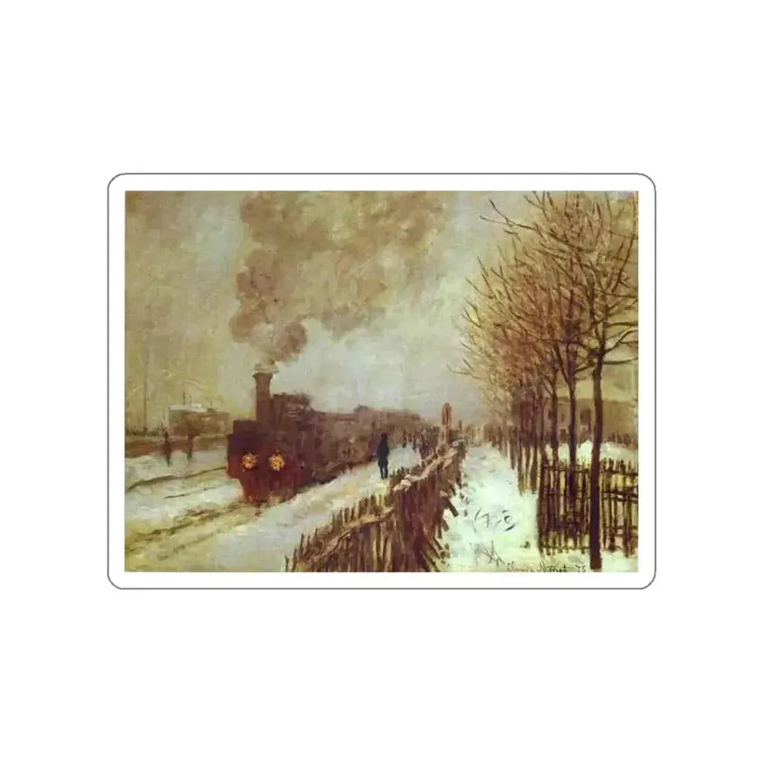 MONET, Claude - The Train in the Snow (Artwork) STICKER Vinyl Die-Cut Decal White Die-Cut 6 Inch - The Sticker Space