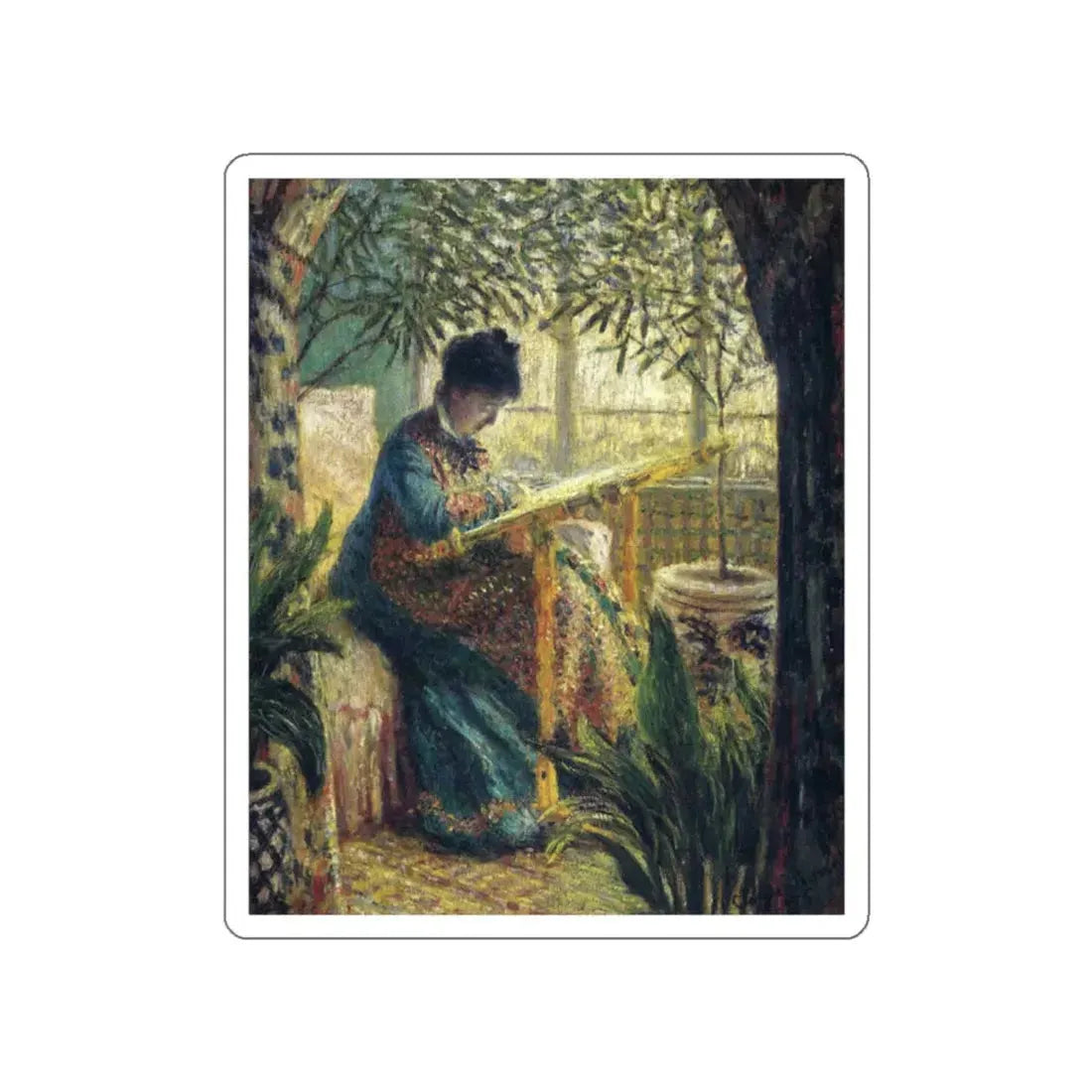 MONET, Claude - The Woman at Work (Camille Monet Embroidering) (Artwork) STICKER Vinyl Die-Cut Decal - The Sticker Space