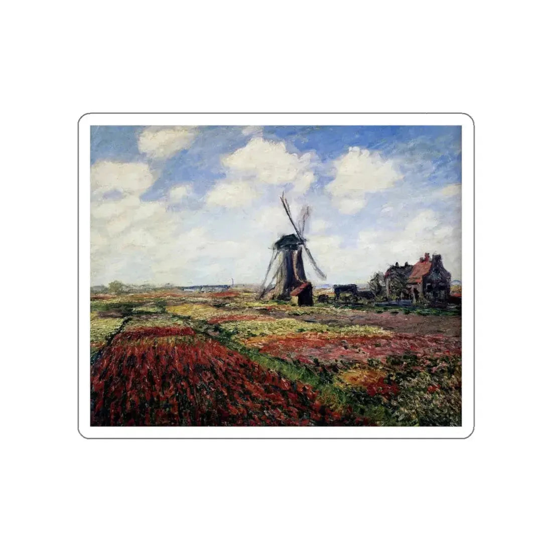 MONET, Claude - Tulip Fields with the Rijnsburg Windmill (Artwork) STICKER Vinyl Die-Cut Decal - The Sticker Space