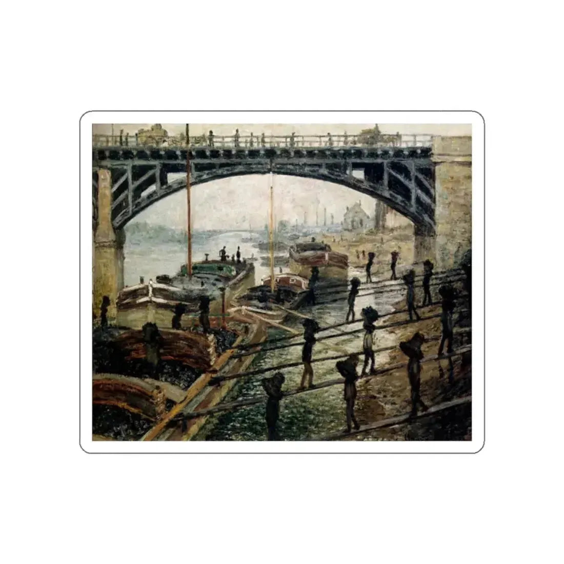 MONET, Claude - Unloading Charcoal. Argenteuil (Artwork) STICKER Vinyl Die-Cut Decal White Die-Cut 2 Inch - The Sticker Space