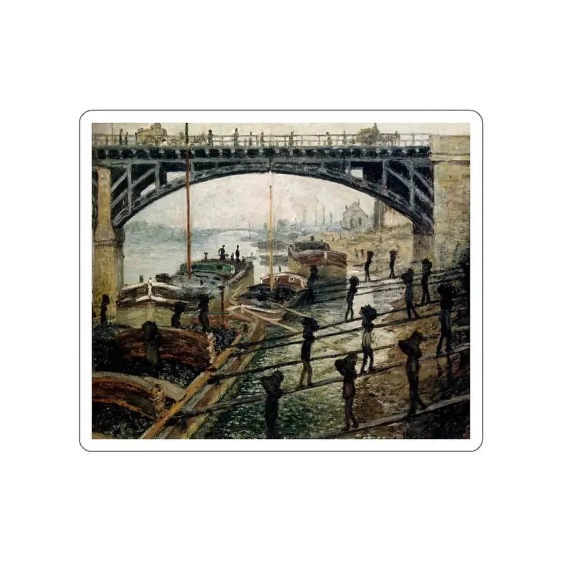 MONET, Claude - Unloading Charcoal. Argenteuil (Artwork) STICKER Vinyl Die-Cut Decal White Die-Cut 5 Inch - The Sticker Space