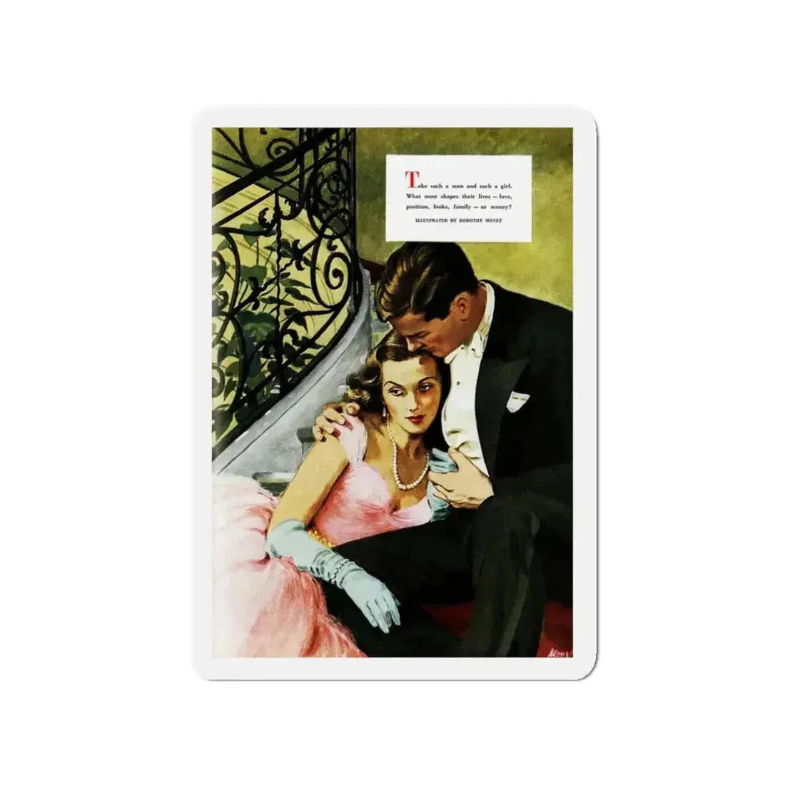 Money, Good Housekeeping, March 1949 (Magazine Illustration) Refrigerator Magnet 3 Inch - The Sticker Space