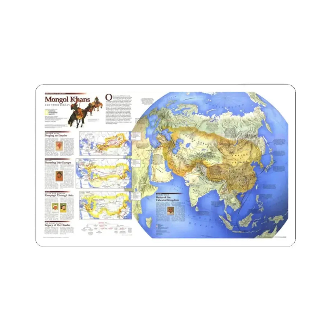 Mongol Khans and Their Legacy (1996) (Map) STICKER Vinyl Kiss-Cut Decal 2 Inch White - The Sticker Space