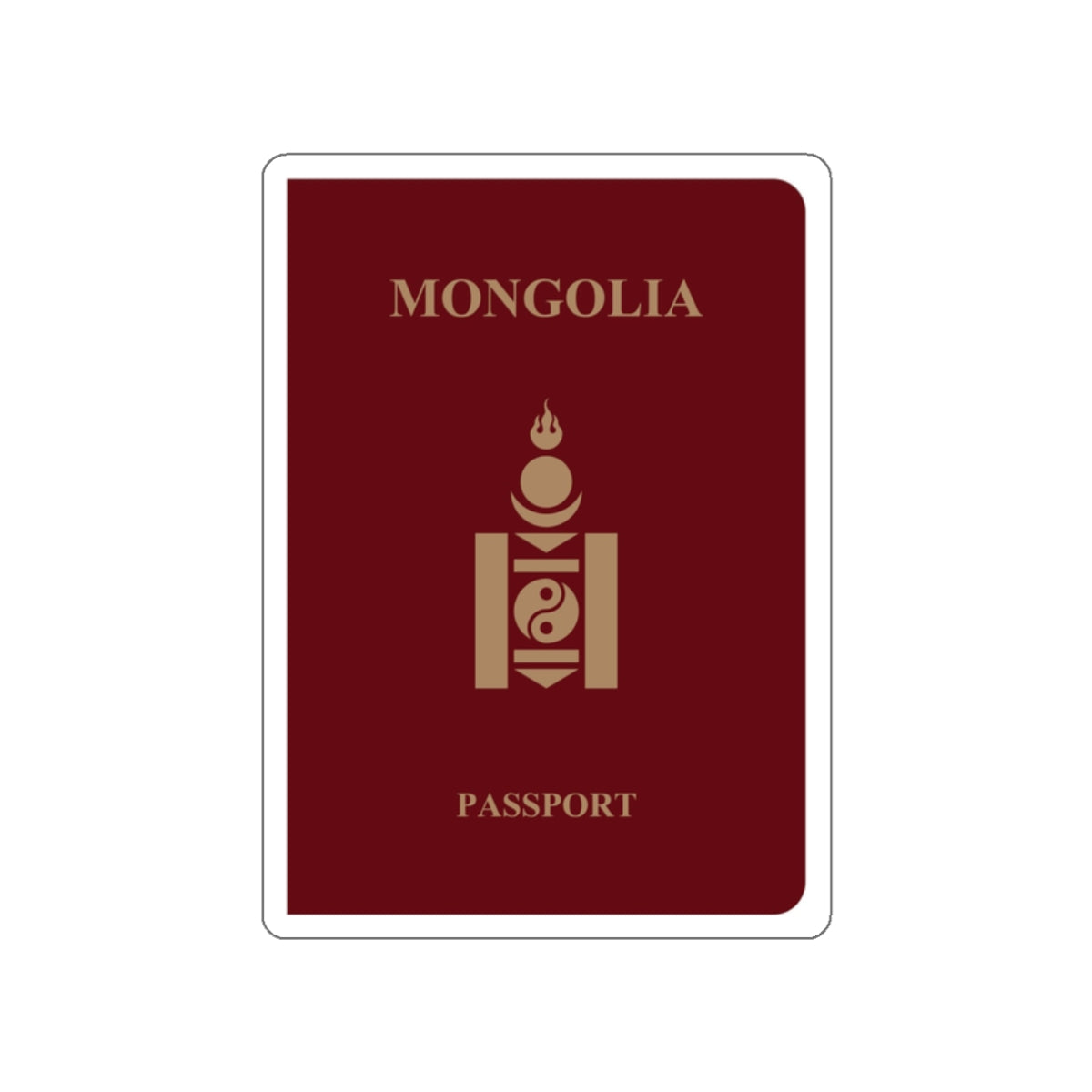 Mongolia Passport STICKER Vinyl Die-Cut Decal-White-The Sticker Space