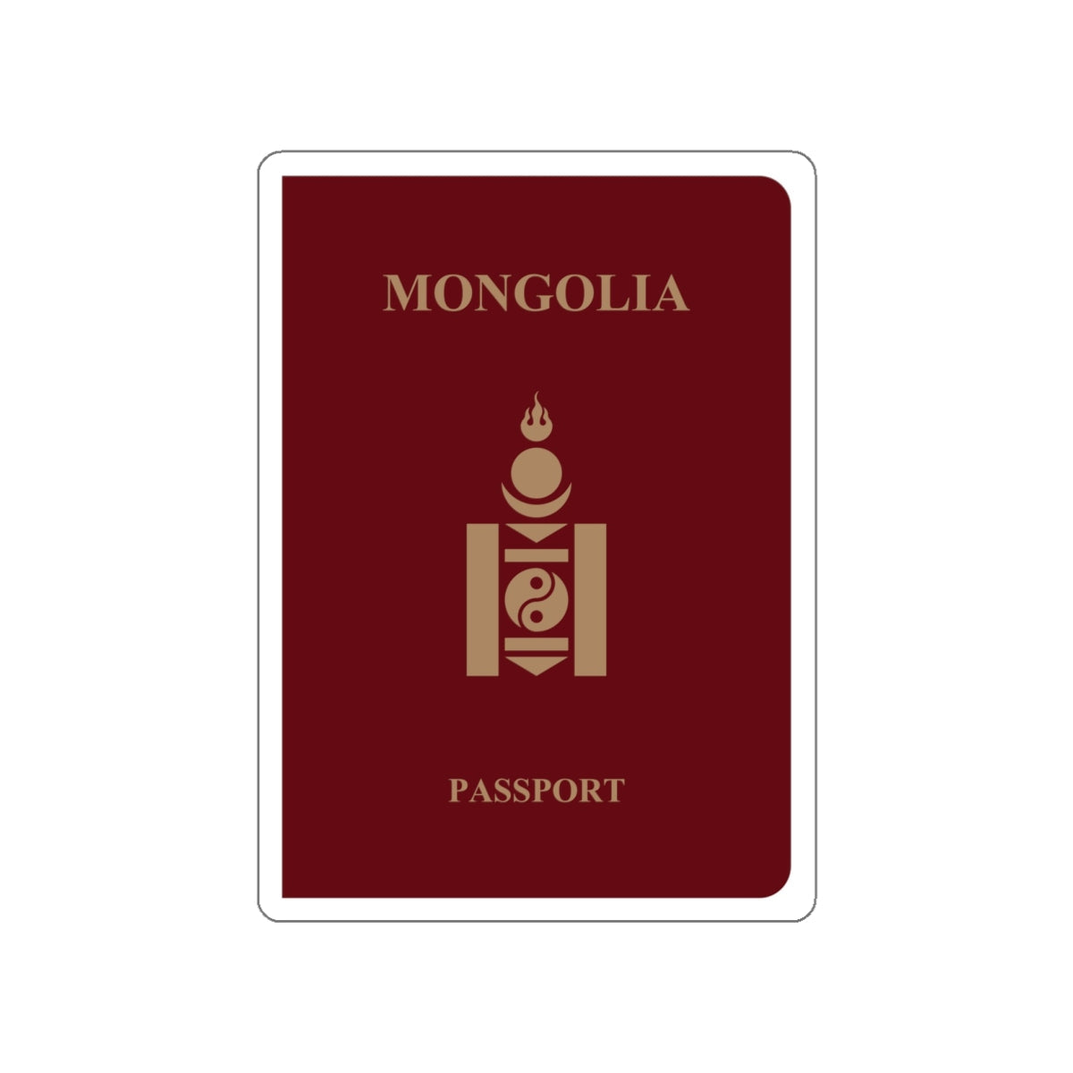 Mongolia Passport STICKER Vinyl Die-Cut Decal-White-The Sticker Space