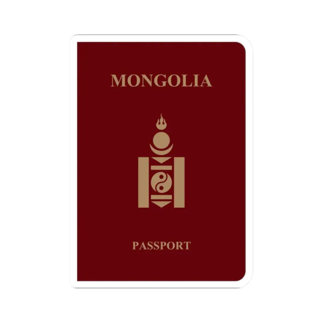 Mongolia Passport - STICKER Vinyl Kiss-Cut Decal 2 Inch White - The Sticker Space