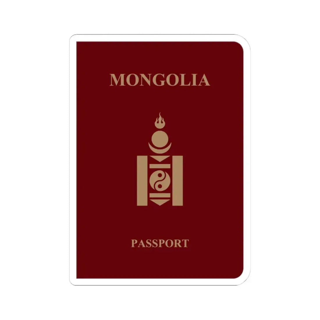 Mongolia Passport - STICKER Vinyl Kiss-Cut Decal 3 Inch White - The Sticker Space