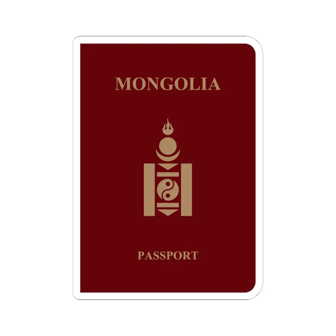 Mongolia Passport - STICKER Vinyl Kiss-Cut Decal 4 Inch White - The Sticker Space