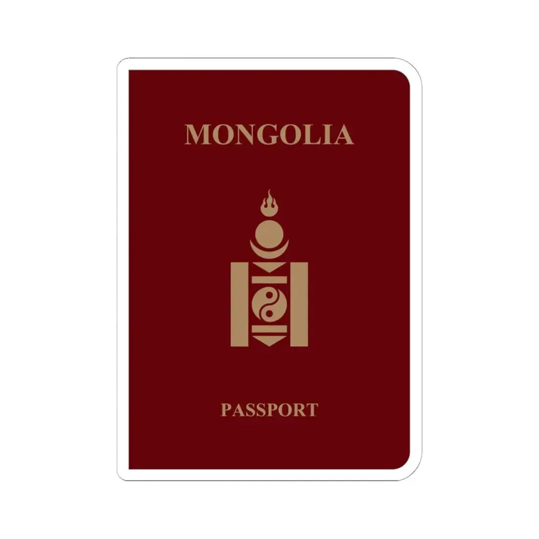 Mongolia Passport - STICKER Vinyl Kiss-Cut Decal 6 Inch White - The Sticker Space